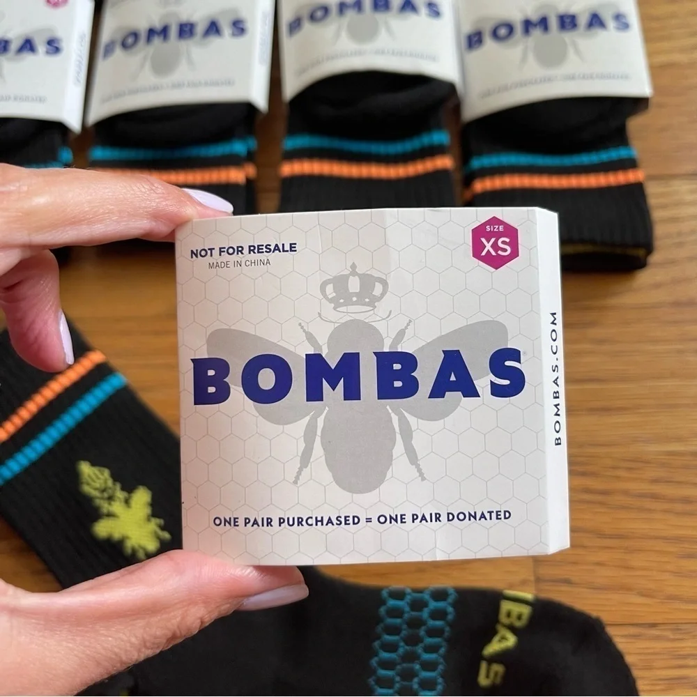 NEW Bombas Tall Socks Black Bundle of 5 Size XS NWT